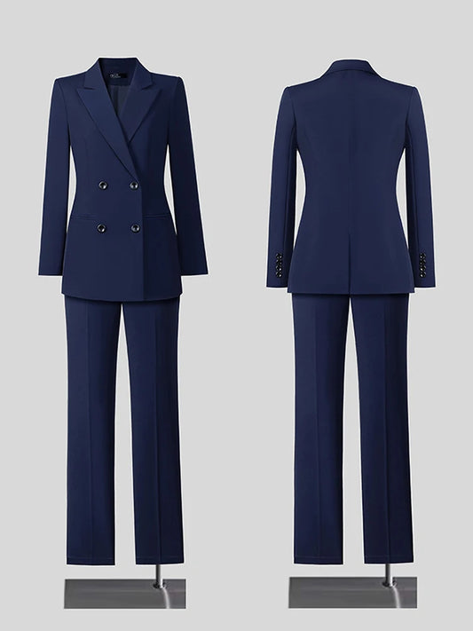 Gris bleu noir Blazer veste et pantalon femmes pantalon costume bureau dames femme affaires travail porter 2 pièces ensemble