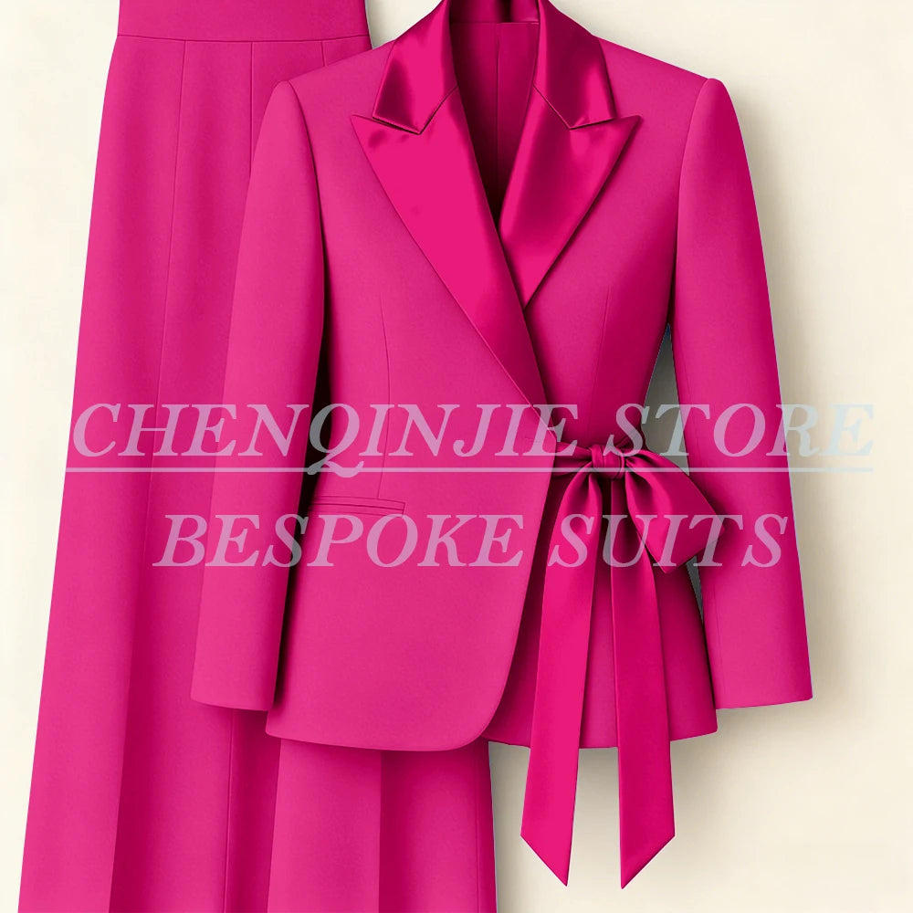 Costumes pour femmes personnalisés Blazer mode pic revers maigre bureau dame tenues formelle femme 2 pièces veste pantalon ensembles complets