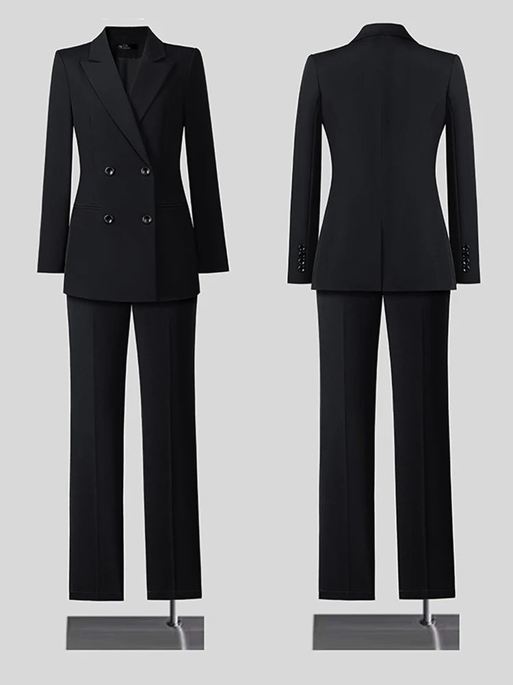 Gris bleu noir Blazer veste et pantalon femmes pantalon costume bureau dames femme affaires travail porter 2 pièces ensemble