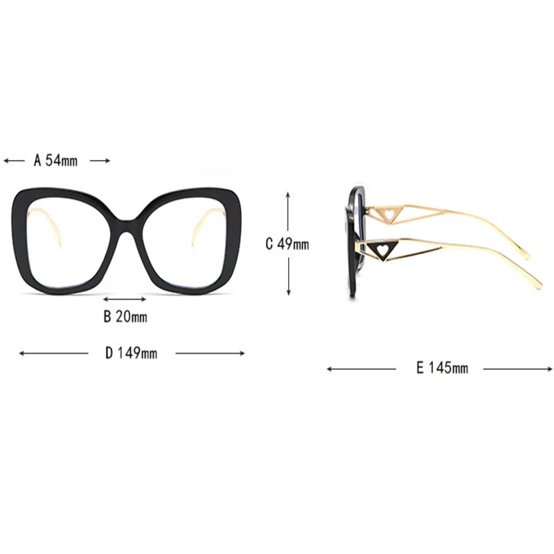 Lunettes de lecture carrées surdimensionnées de marque de luxe pour femmes, monture triangulaire en forme de cœur, lunettes anti-lumière bleue, lunettes d'ordinateur transparentes