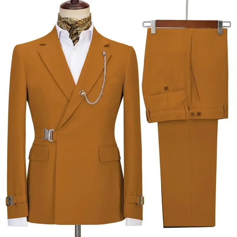 Costumes pour hommes Blazer pantalon pour hommes 2024 veste Design italien revers cranté fête mariage Slim Fit Costume Homme 2 pièces vêtements