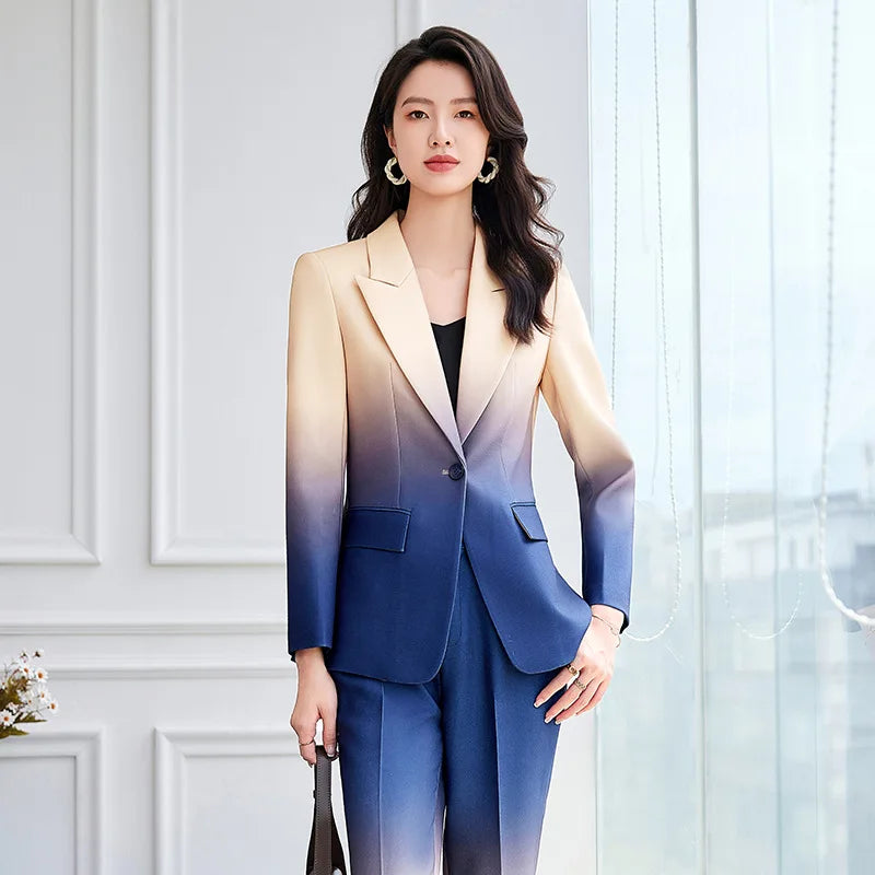 Blazer et pantalon évasé à bouton unique pour femme, ensemble de créateur imbibé, document nickel é imprimé, nouvelle mode, remise des diplômes élevée, ET, 2024