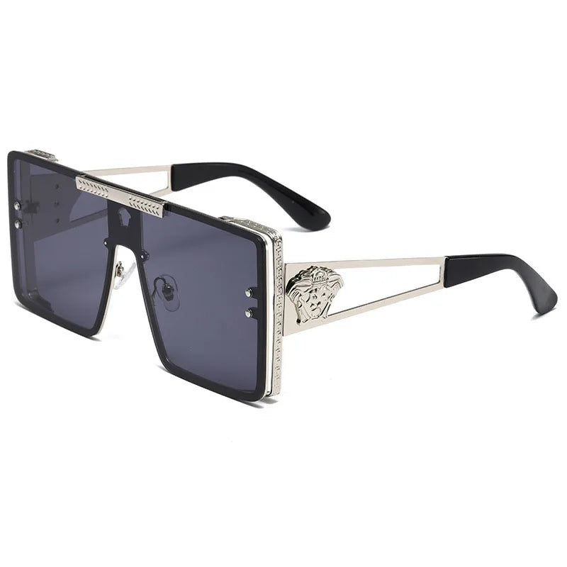 Nouvelles lunettes de soleil élégantes avec montures surdimensionnées, design métallique tendance, parfaites pour les spectacles de mode et un style de rue cool.