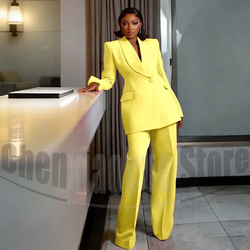 Costume à un bouton pour femmes, châle à revers, vêtements sur mesure, soirée, mariage, haute qualité, ensembles pantalons à la mode, deux pièces