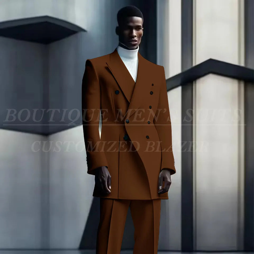 Costumes de conception de mode pour hommes, manteau long à double boutonnage, pantalon, smokings de mariage pour marié, blazer de fête, Rh, costume masculin, zones me, 2 pièces