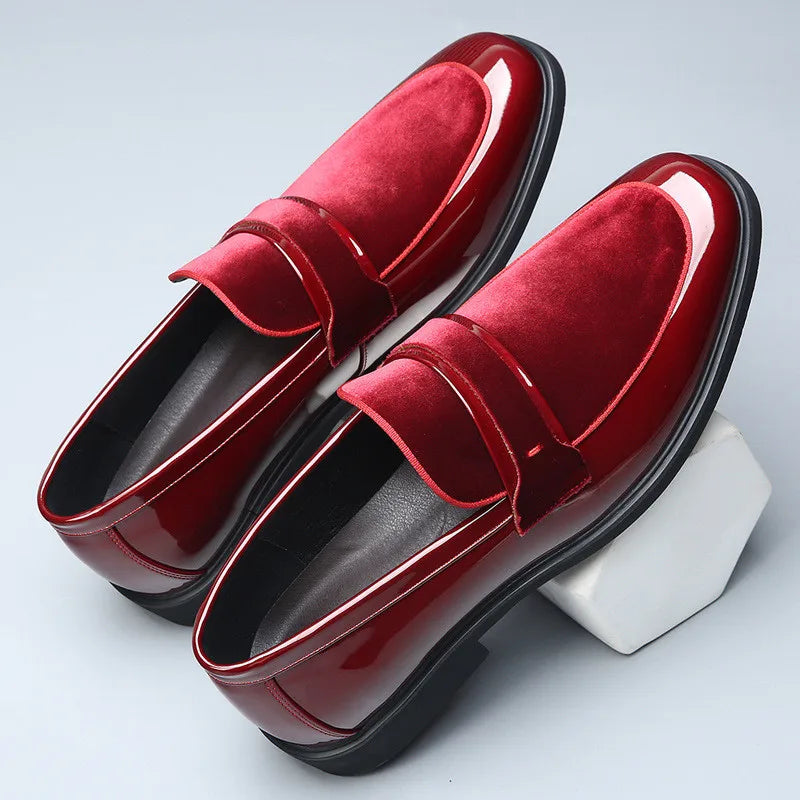 Nouvelles Chaussures de Mariage de Luxe pour Hommes en Daim Rouge Pointu, Mocassins Penny Formels, Chaussures Habillées pour Homme, Zapatos Hombre