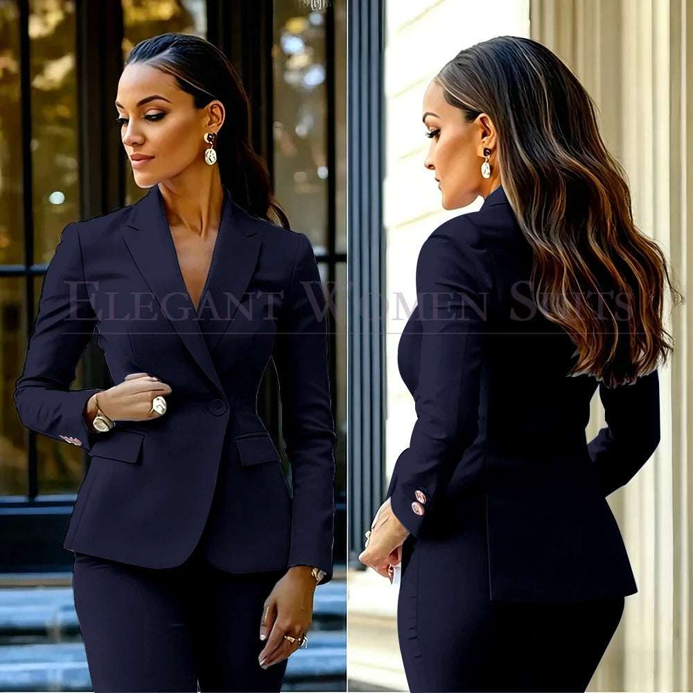 Costumes pour femmes roses, 2 pièces, veste et pantalon, vêtements féminins de luxe, double boutonnage, fente arrière, tenues, costumes
