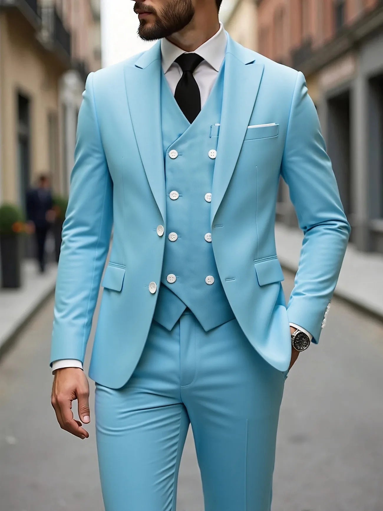 Tuxedos de mariage classique coupe ajustée marié pour hommes 3 pièces costume de garçons d'honneur hommes d'affaires formels costumes (veste + gilet + pantalon)