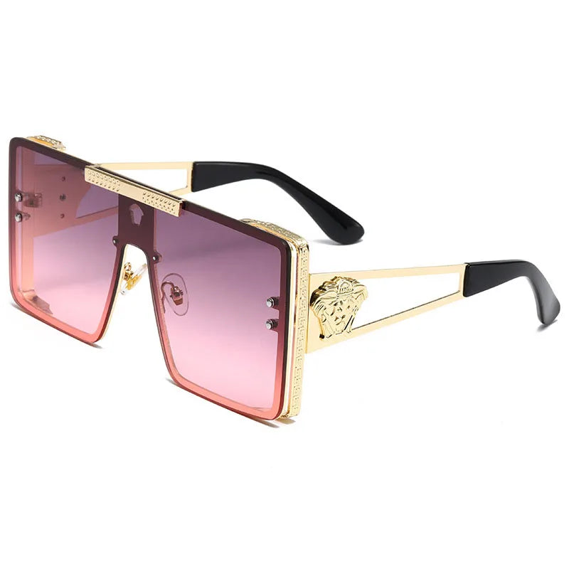 Nouvelles lunettes de soleil élégantes avec montures surdimensionnées, design métallique tendance, parfaites pour les spectacles de mode et un style de rue cool.
