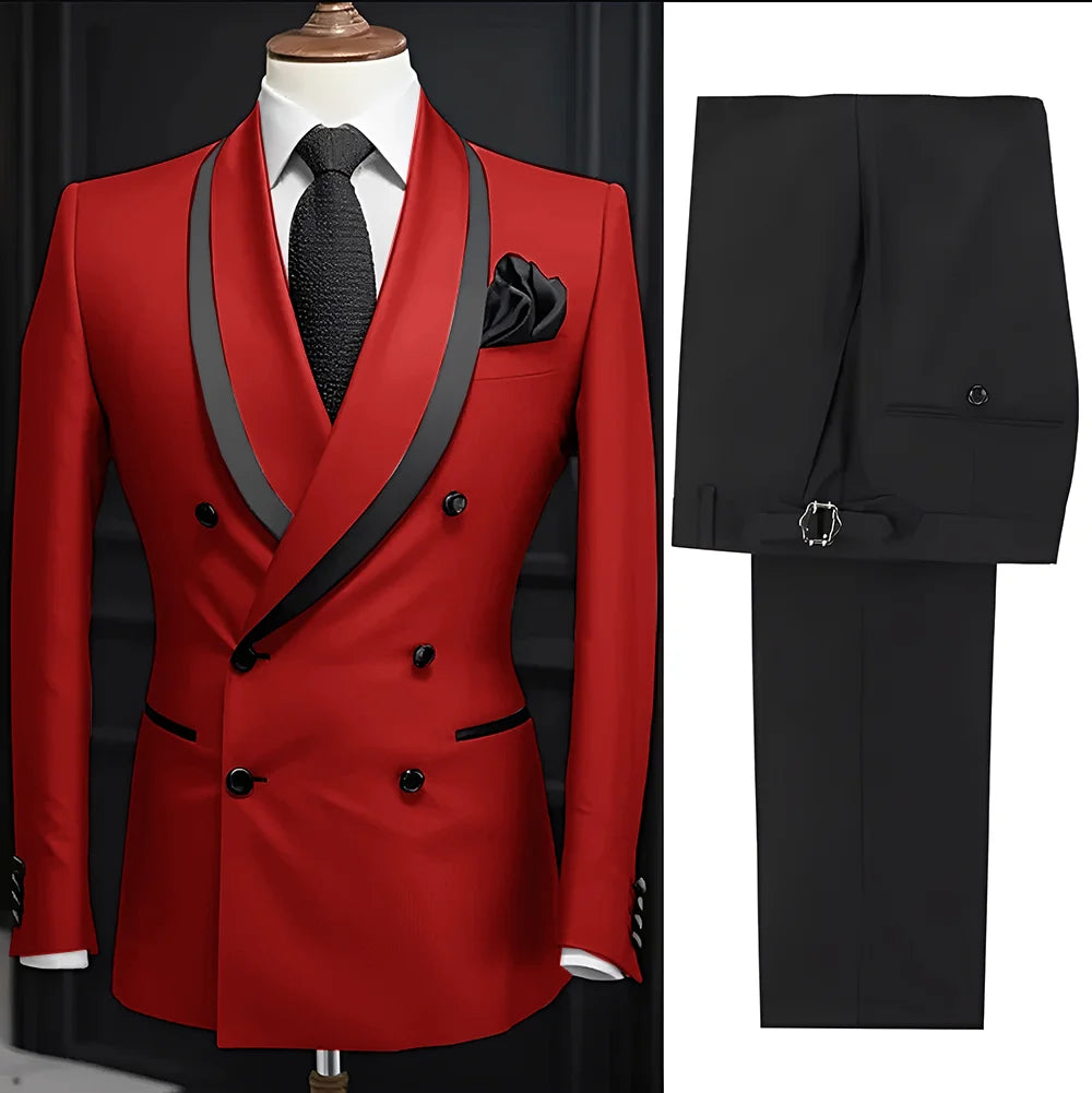 Men Suit Slim Fit Shawl Lapel Formal Wedding Groom Party Casual Outfits 2 Piece Formal Men's Blazer Pants Tuxedo