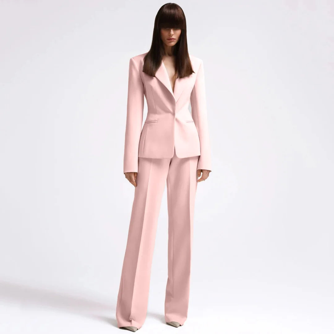Costume 2 pièces rouge avec revers pour femmes, bouton unique, pour fête de mariage, travail d'affaires, trajet quotidien, Shopping décontracté, Blazer et pantalon
