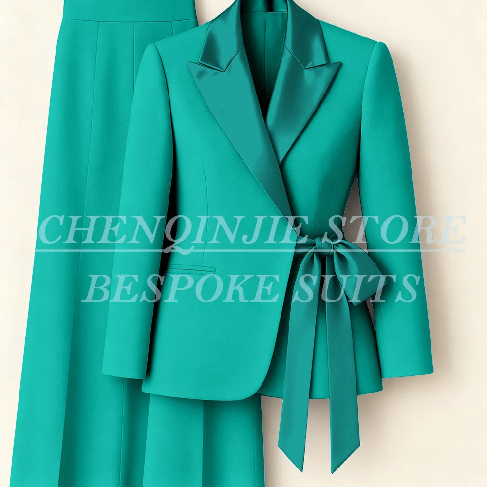Costumes pour femmes personnalisés Blazer mode pic revers maigre bureau dame tenues formelle femme 2 pièces veste pantalon ensembles complets