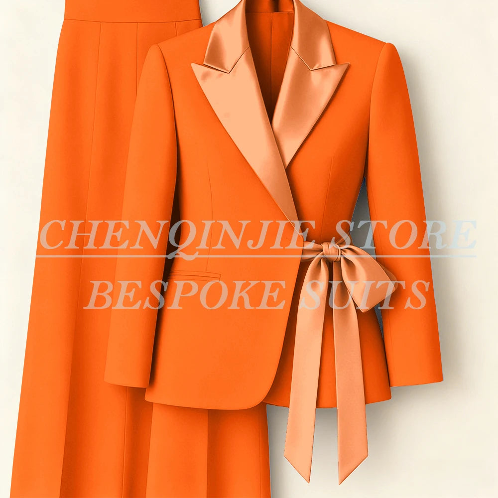 Costumes pour femmes personnalisés Blazer mode pic revers maigre bureau dame tenues formelle femme 2 pièces veste pantalon ensembles complets
