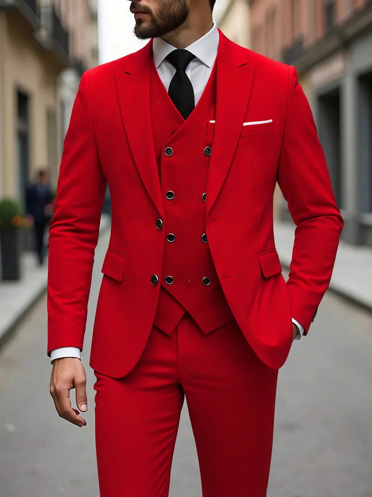 Tuxedos de mariage classique coupe ajustée marié pour hommes 3 pièces costume de garçons d'honneur hommes d'affaires formels costumes (veste + gilet + pantalon)