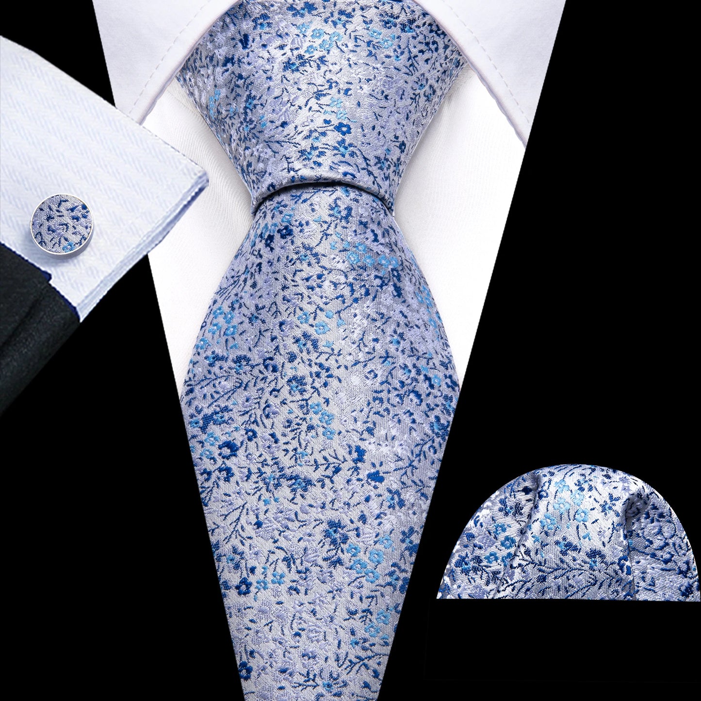Hommes cravate or bleu marine rayé soie cravate Barry.Wang 3.4 "Jacquard fête mariage tissé créateurs de mode cravate pour hommes d'affaires