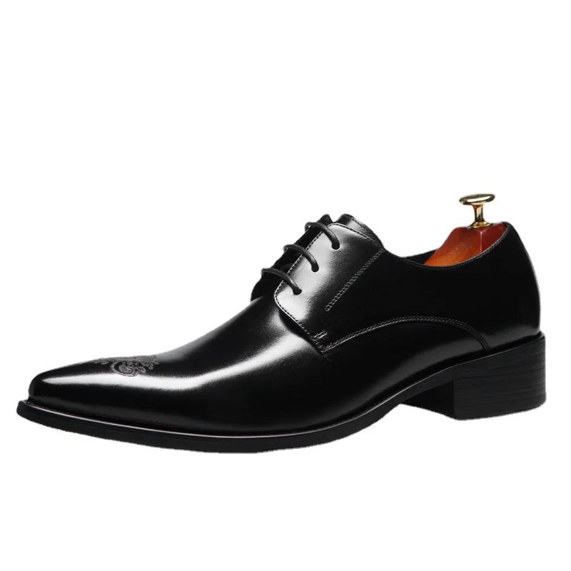 Chaussures Oxford en cuir formelles pour hommes, chaussures de ville à bout pointu, grandes tailles, respirantes et résistantes à l'usure, style Derby