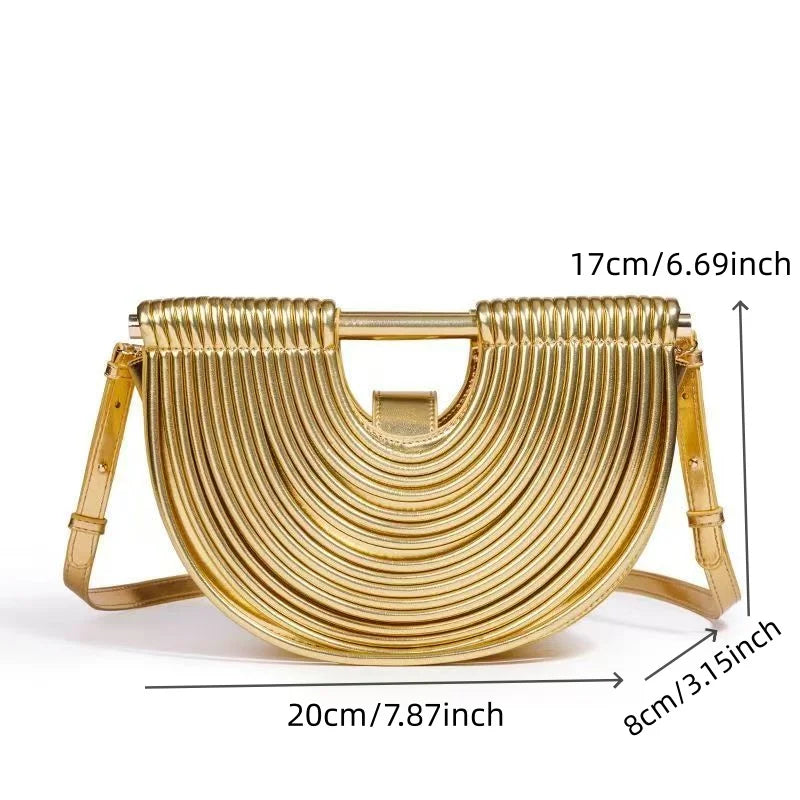 Sacs à main pour femmes 2026 nouveau or luxe marque de créateur lune tissé à la main nouilles sacs en cuir tiré Hobo argent soirée pochette Chic