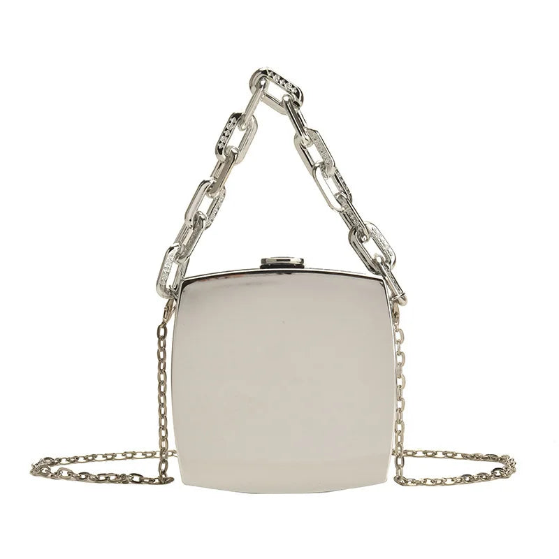 Pochette de styliste tendance 2022, boîte en PVC or argent, Design de soirée, sacs à bandoulière avec chaîne, Mini sacs à main et sacs à main