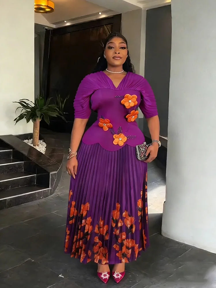 Robes plissées EGRM pour femmes 2026 Robe de soirée de mariage Robe de bal Grande taille Hauts à manches courtes et jupe Ensemble 2 pièces Vêtements 8G1037