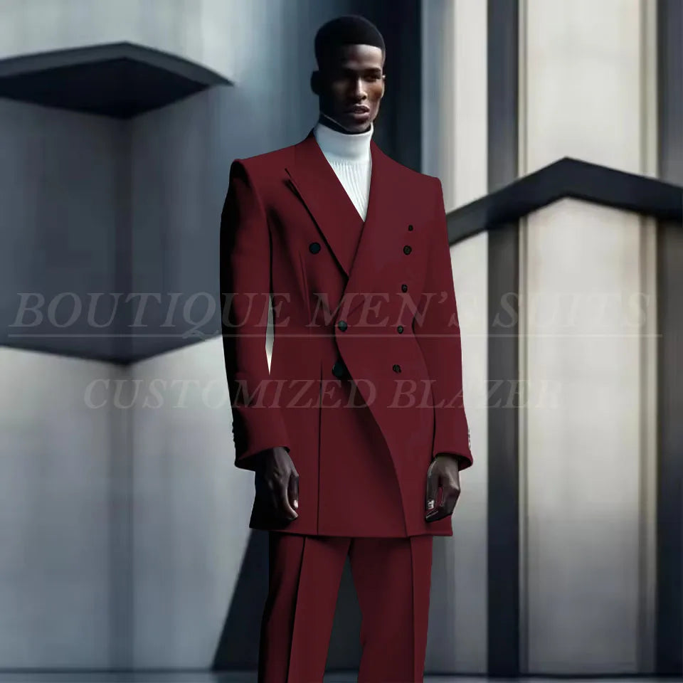 Costumes de conception de mode pour hommes, manteau long à double boutonnage, pantalon, smokings de mariage pour marié, blazer de fête, Rh, costume masculin, zones me, 2 pièces
