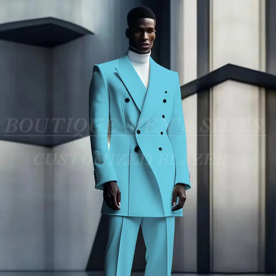 Costumes de conception de mode pour hommes, manteau long à double boutonnage, pantalon, smokings de mariage pour marié, blazer de fête, Rh, costume masculin, zones me, 2 pièces