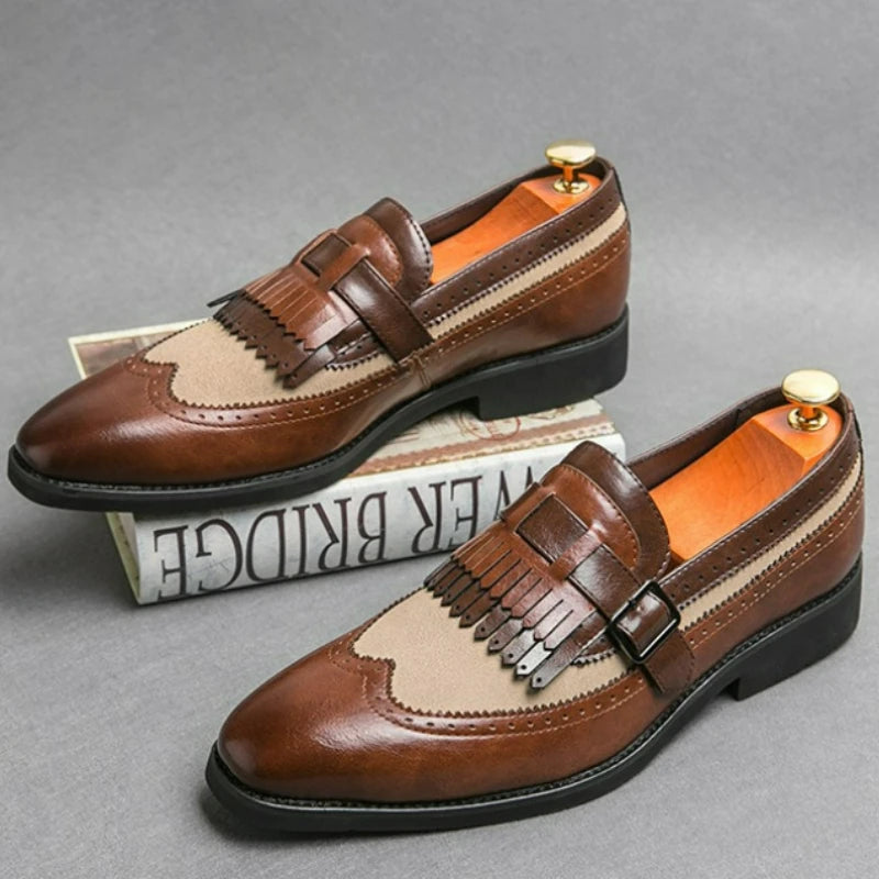 Hommes mocassins chaussures habillées d'affaires Style britannique en cuir richelieu chaussures sans lacet bureau chaussures en cuir à la main bout pointu chaussures plates pour homme