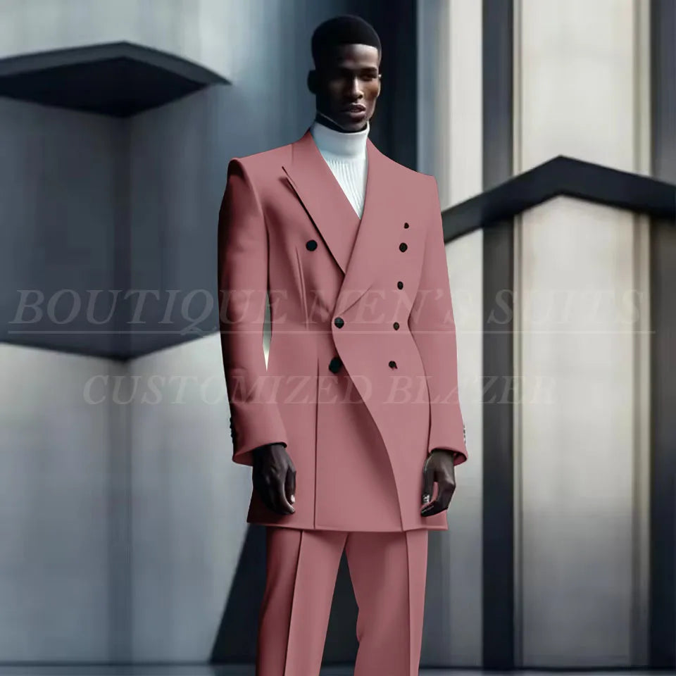 Costumes de conception de mode pour hommes, manteau long à double boutonnage, pantalon, smokings de mariage pour marié, blazer de fête, Rh, costume masculin, zones me, 2 pièces