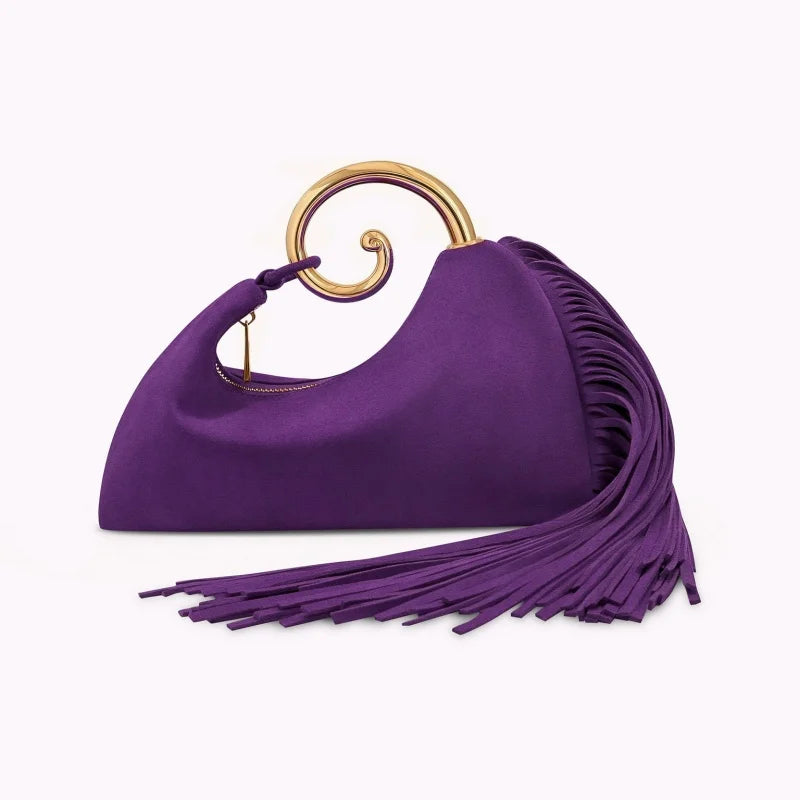Sac à main créatif en forme de prêle pour femmes, tendance, Design français élégant à pampilles, anneau en métal, sac nuage, pochette de bal, sacs de Banquet