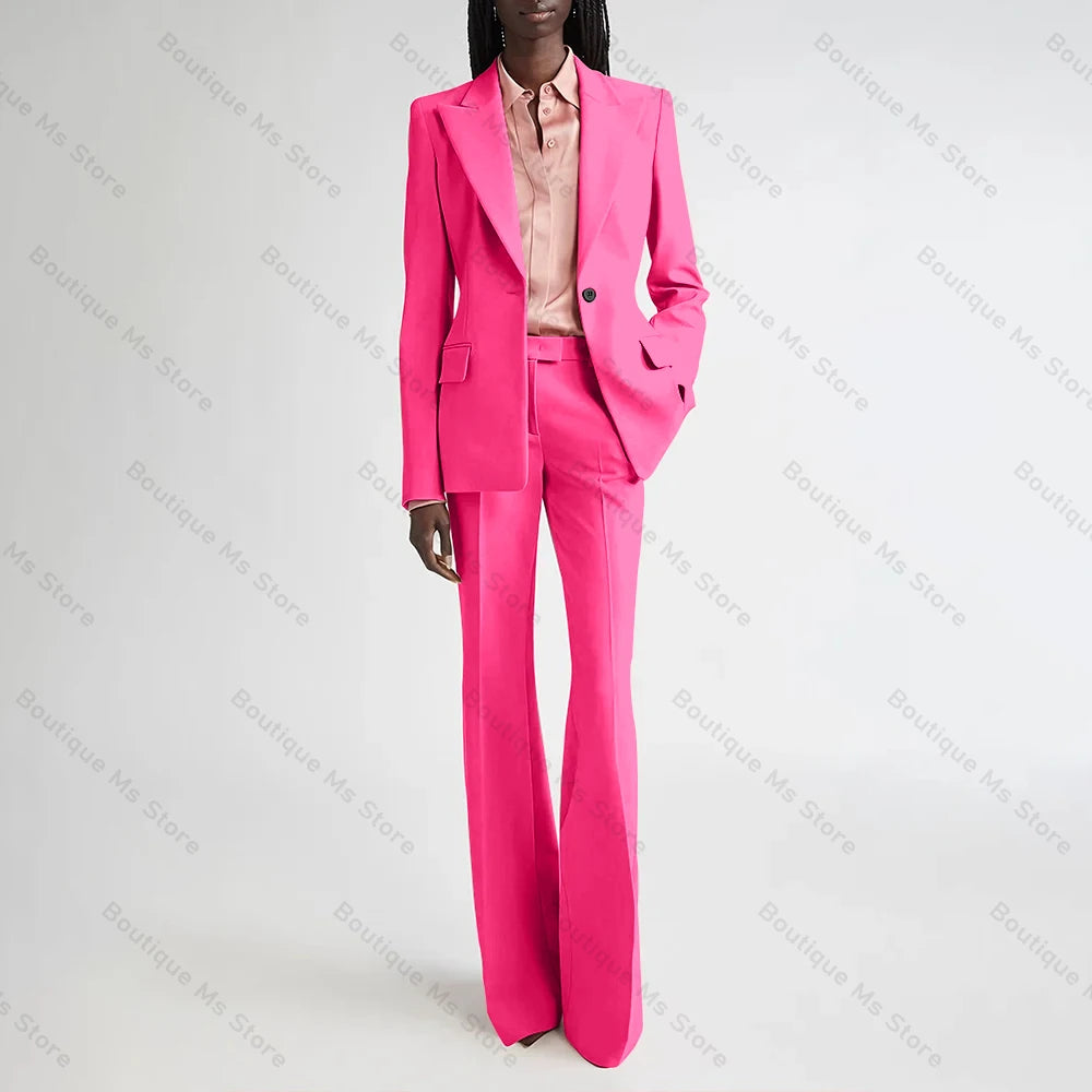 Costume de soirée formel rose pour femmes, ensemble deux pièces (Blazer + pantalon), bouton unique cranté, pour le bureau, quotidien, nouvelle collection