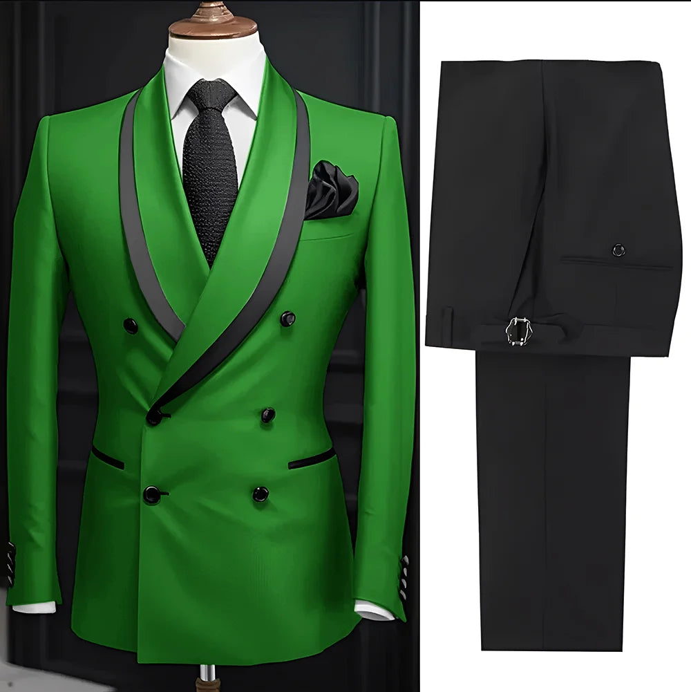 Men Suit Slim Fit Shawl Lapel Formal Wedding Groom Party Casual Outfits 2 Piece Formal Men's Blazer Pants Tuxedo