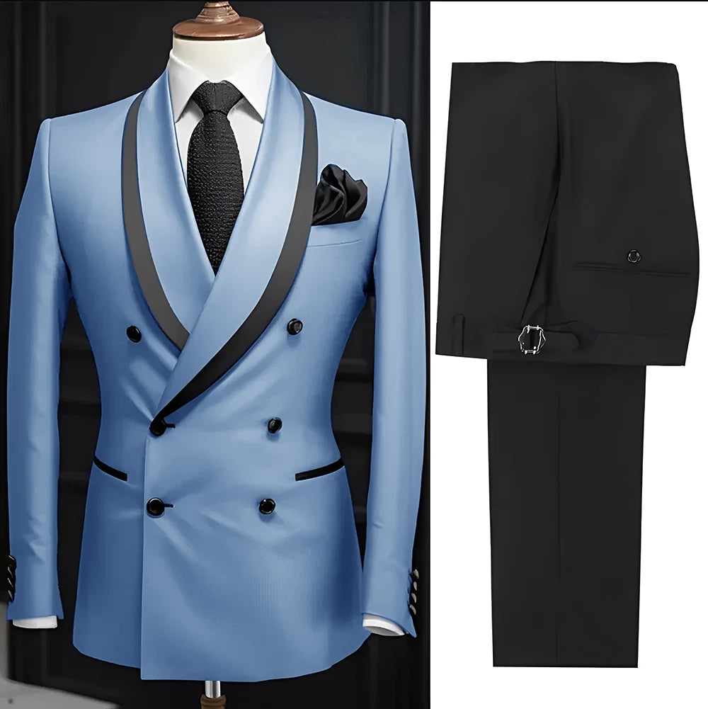 Men Suit Slim Fit Shawl Lapel Formal Wedding Groom Party Casual Outfits 2 Piece Formal Men's Blazer Pants Tuxedo