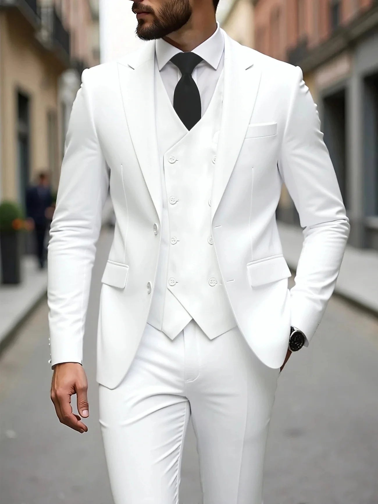 Tuxedos de mariage classique coupe ajustée marié pour hommes 3 pièces costume de garçons d'honneur hommes d'affaires formels costumes (veste + gilet + pantalon)