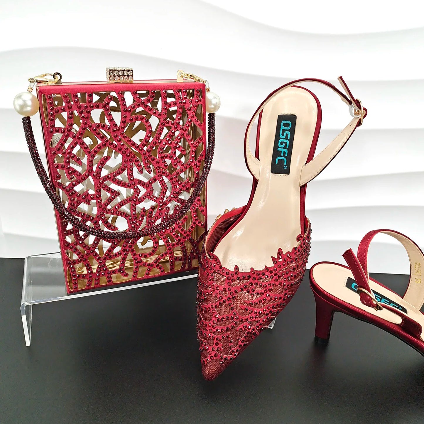 QSGDavid-Chaussures et sac en biscuits orange pour dames, décoration de lieux, creux avec le même document, belle fête, petit