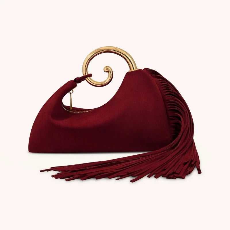 Sac à main créatif en forme de prêle pour femmes, tendance, Design français élégant à pampilles, anneau en métal, sac nuage, pochette de bal, sacs de Banquet