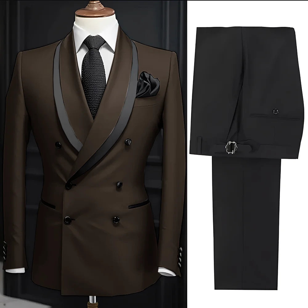 Men Suit Slim Fit Shawl Lapel Formal Wedding Groom Party Casual Outfits 2 Piece Formal Men's Blazer Pants Tuxedo