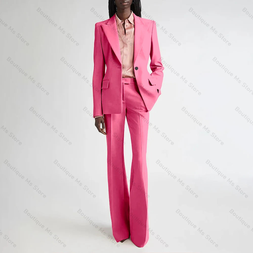 Costume de soirée formel rose pour femmes, ensemble deux pièces (Blazer + pantalon), bouton unique cranté, pour le bureau, quotidien, nouvelle collection