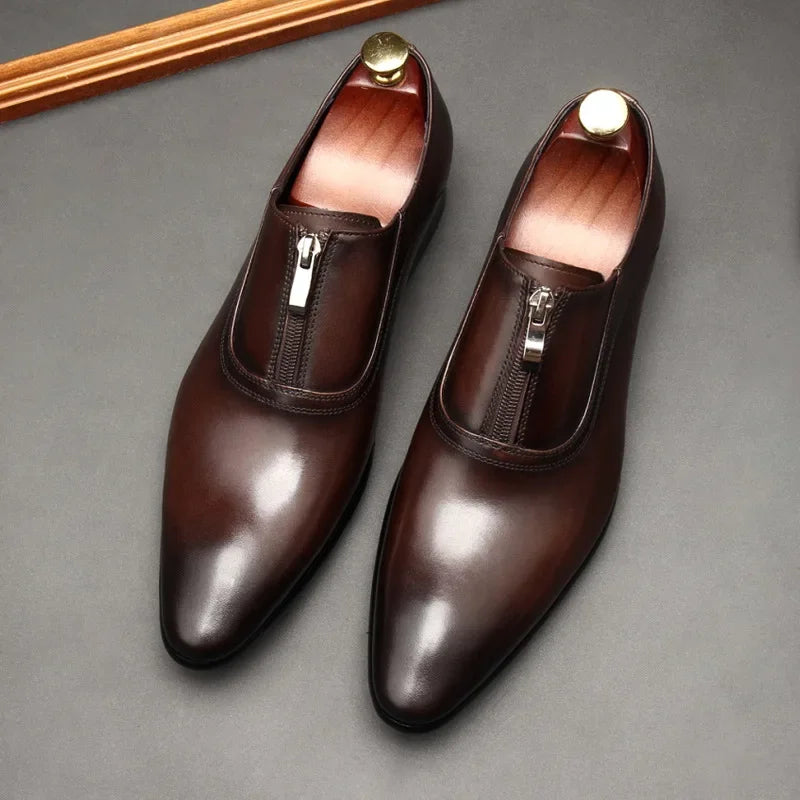 Chaussures habillées pour hommes de style britannique en cuir de vachette souple, pour mariage, petite taille 35, bout pointu, semelle en caoutchouc, fabriquées en Chine