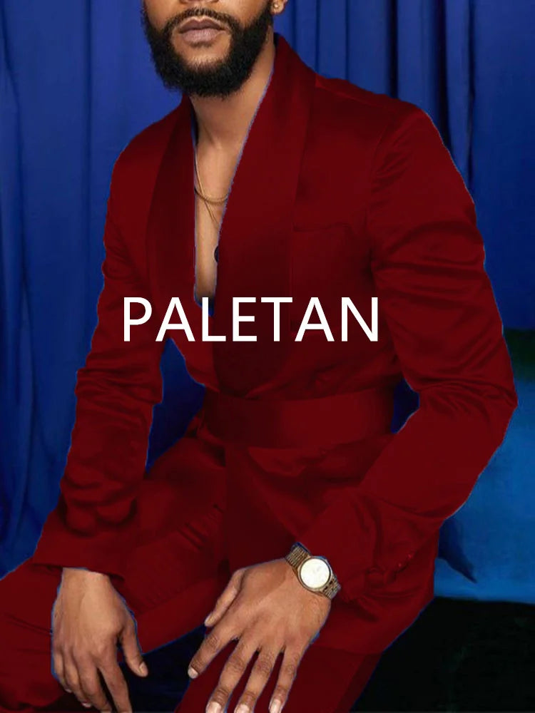Nouvelle mode italienne argent hommes costumes Satin coupe ajustée bleu Royal brillant marié bal de mariage smoking sur mesure Blazer ensemble Costume Homme
