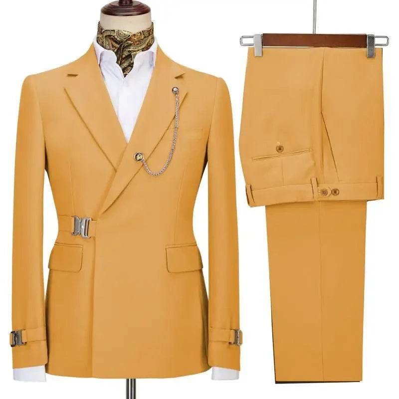 Costumes pour hommes Blazer pantalon pour hommes 2024 veste Design italien revers cranté fête mariage Slim Fit Costume Homme 2 pièces vêtements