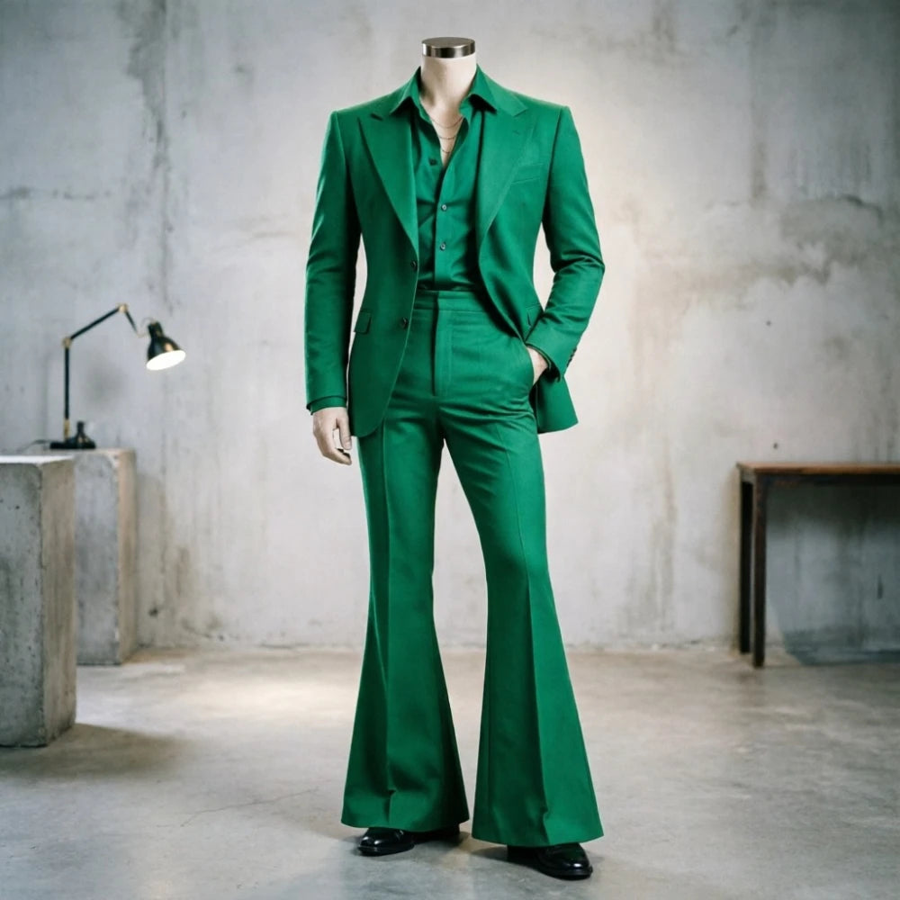 Costume Homme Slim Fit avec Pantalon Large Évasé – Ensemble Élégant pour Bureau, Blazer pour Événements Formels, Mariages et Bals de Promo