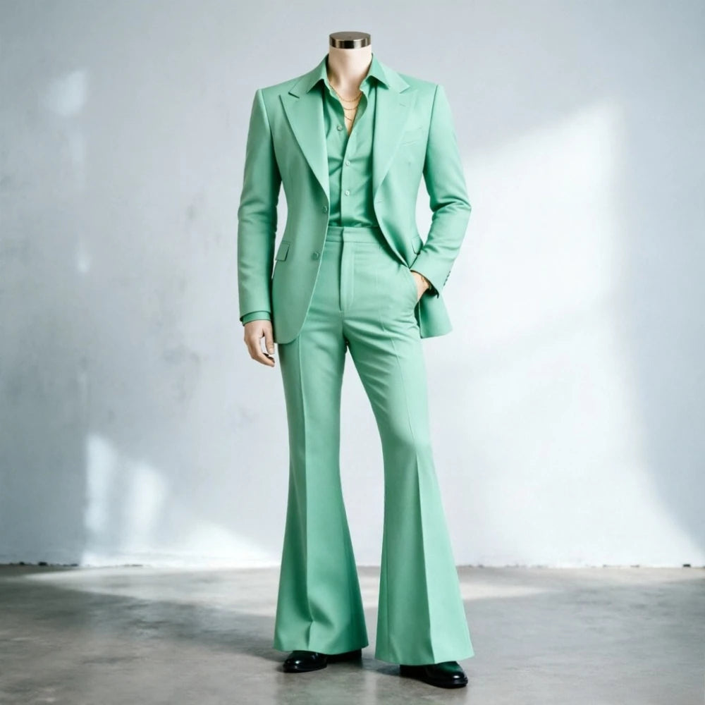 Costume Homme Slim Fit avec Pantalon Large Évasé – Ensemble Élégant pour Bureau, Blazer pour Événements Formels, Mariages et Bals de Promo