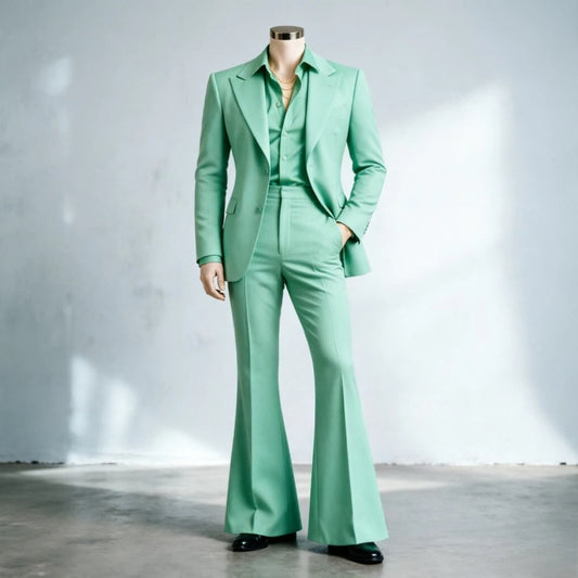 Costume Homme Slim Fit avec Pantalon Large Évasé – Ensemble Élégant pour Bureau, Blazer pour Événements Formels, Mariages et Bals de Promo