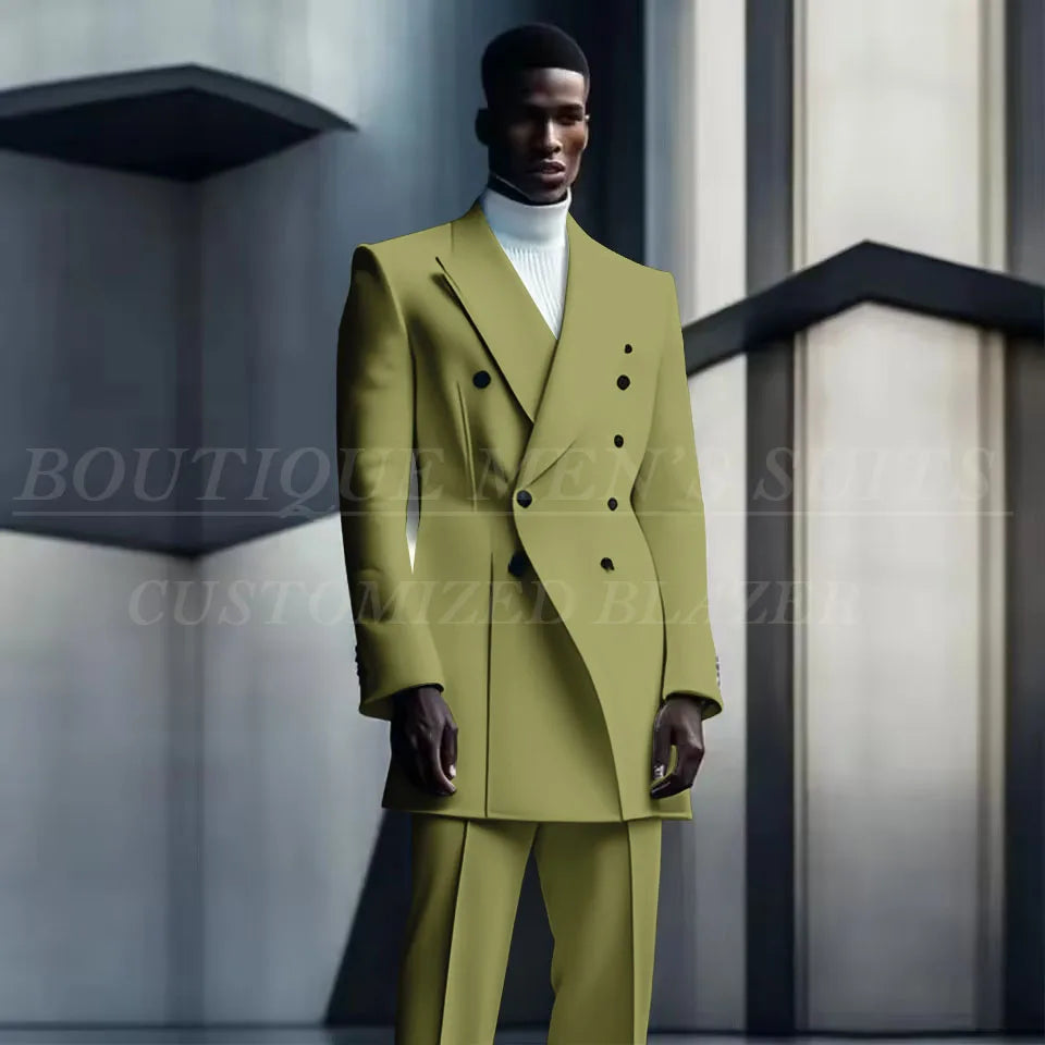 Costumes de conception de mode pour hommes, manteau long à double boutonnage, pantalon, smokings de mariage pour marié, blazer de fête, Rh, costume masculin, zones me, 2 pièces