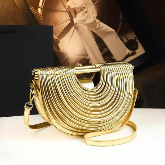 Sacs à main pour femmes 2026 nouveau or luxe marque de créateur lune tissé à la main nouilles sacs en cuir tiré Hobo argent soirée pochette Chic