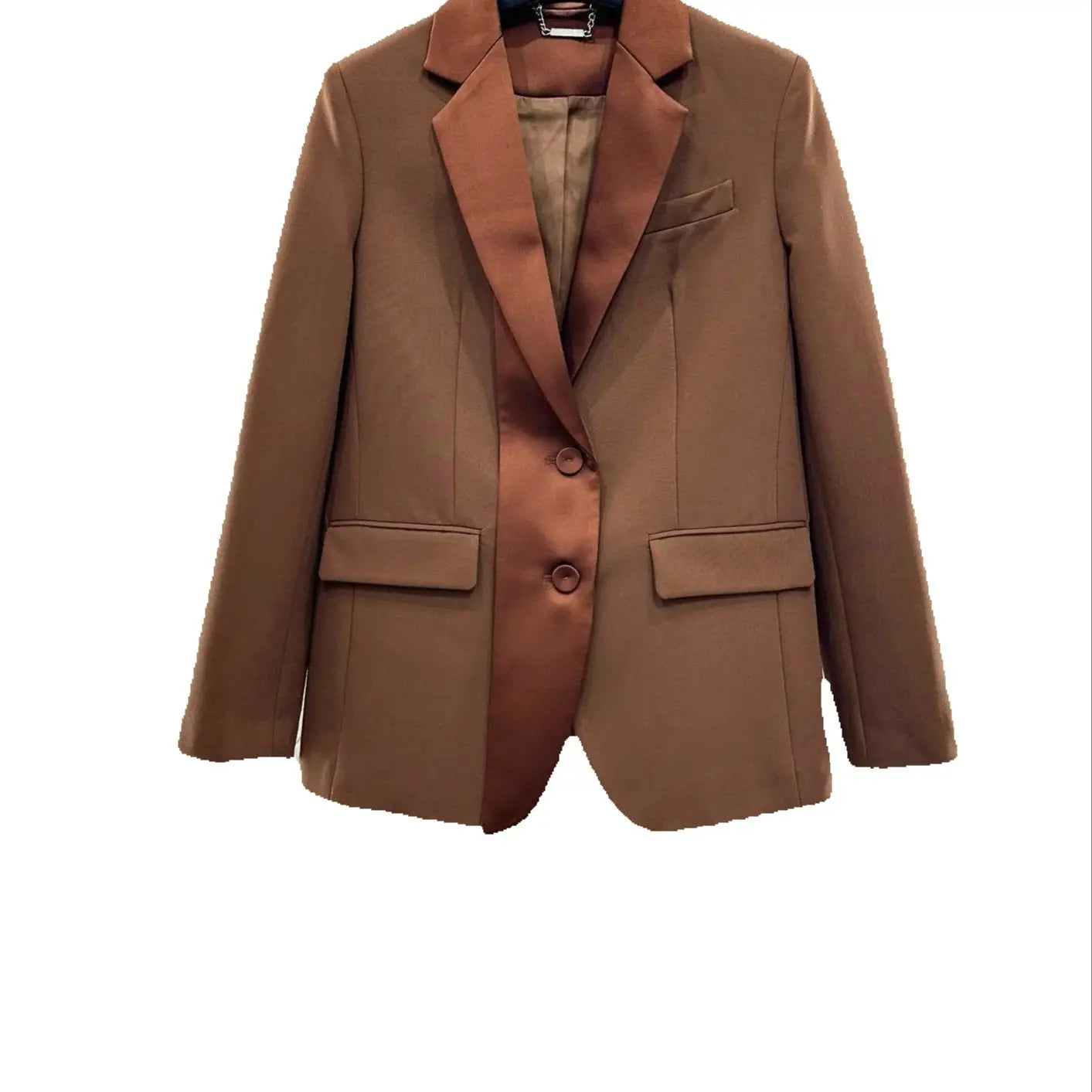 Veste de costume à simple boutonnage, col contrasté, manches longues, taille haute, pantalon ample à jambes droites, nouveau costume pour femmes