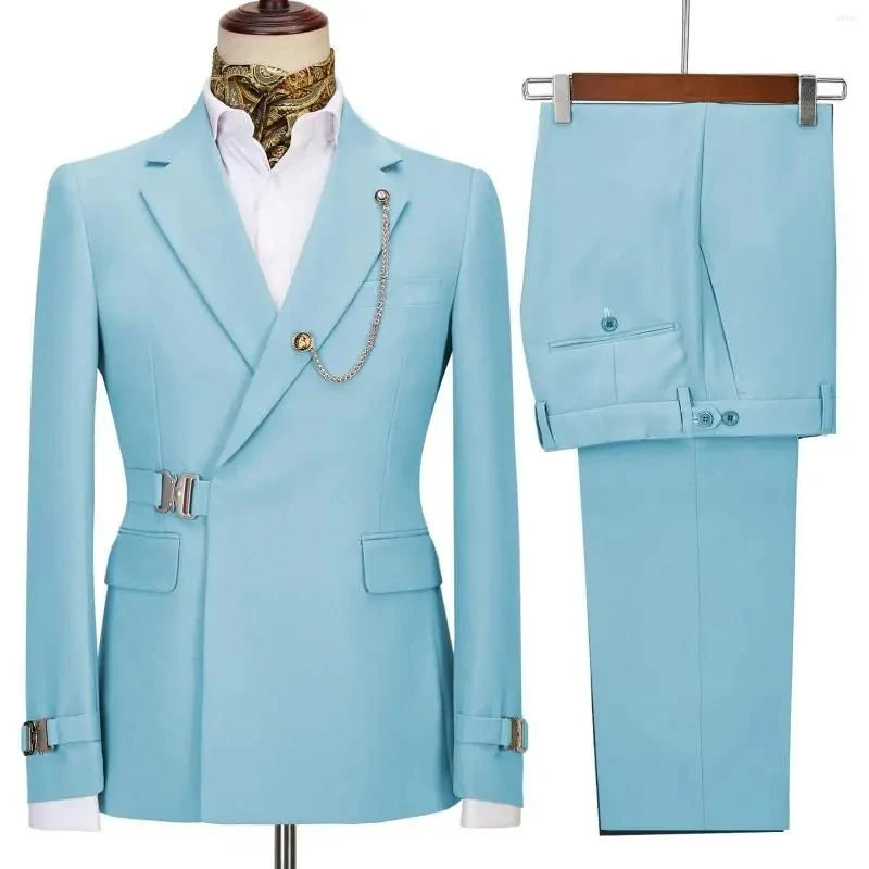 Costumes pour hommes Blazer pantalon pour hommes 2024 veste Design italien revers cranté fête mariage Slim Fit Costume Homme 2 pièces vêtements