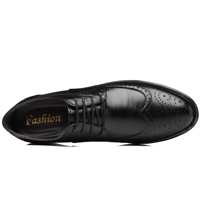 Chaussures Oxford en cuir véritable pour hommes, chaussures provoqué classiques, chaussures d'affaires formelles, chaussures de fête trempées