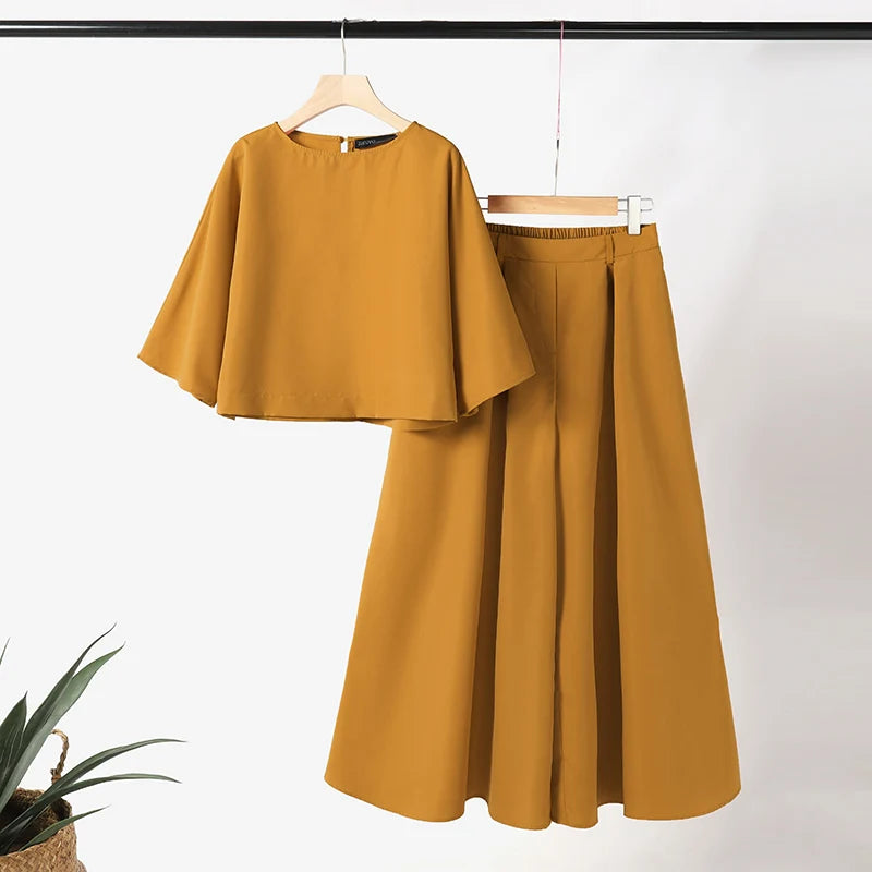 Mode été 3/4 manches Blouse pantalon costumes ZANZEA élégant femmes pantalons à jambes larges ensembles 2 pièces tenues décontractées travail OL survêtement