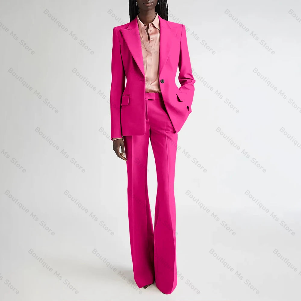 Costume de soirée formel rose pour femmes, ensemble deux pièces (Blazer + pantalon), bouton unique cranté, pour le bureau, quotidien, nouvelle collection