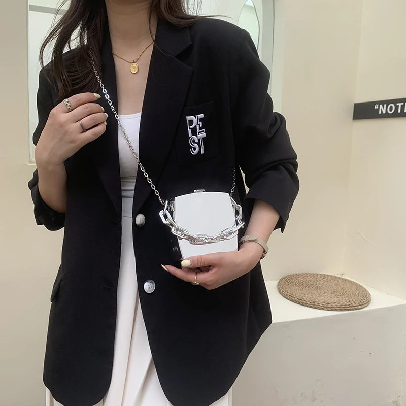 Pochette de styliste tendance 2022, boîte en PVC or argent, Design de soirée, sacs à bandoulière avec chaîne, Mini sacs à main et sacs à main